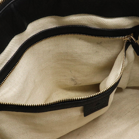 Gucci Soho Interlocking G Handbag Tassel Fringe Leather Black - Picture 7 of 8